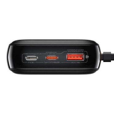 Powerbank med snabb lastning 20000mAh 20W QC-PD-SCP-FCP iPhone Lightning Black Cable