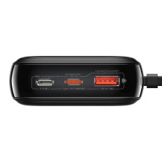 PowerBank ar ātru iekraušanu 20000mAh 20W QC-PD-SCP-FCP iPhone Zibens melns kabelis