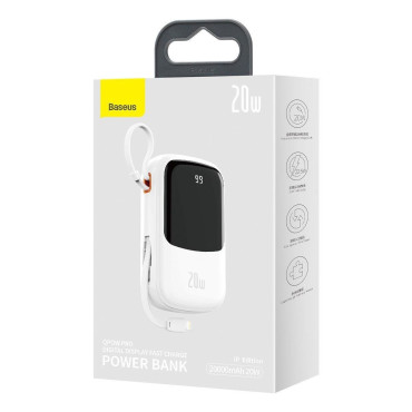 Powerbank gyors betöltéssel 20000mah 20w QC-PD-SCP-FCP iPhone villámkábel fehér