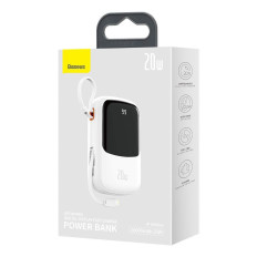 Powerbank met Fast Loading 20000mAh 20W QC-PD-SCP-FCP iPhone Bliksem Kabel wit