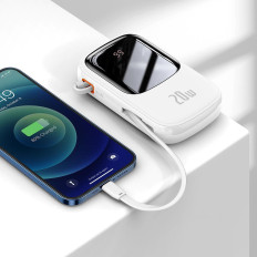 PowerBank s hitro nalaganjem 20000Mah 20W QC-PD-SCP-FCP iPhone Lightning Cable White