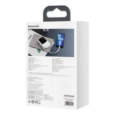 Powerbank gyors betöltéssel 20000mah 20w QC-PD-SCP-FCP iPhone villámkábel fehér