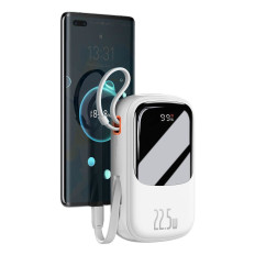 POWERBANK su greitu pakrovimu 20000mAh 22.5W QC-PD-SCP-FCP USB-C kabelis baltas
