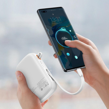 POWERBANK su greitu pakrovimu 20000mAh 22.5W QC-PD-SCP-FCP USB-C kabelis baltas