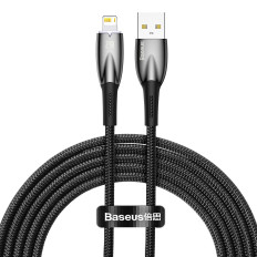 Glimmera sērija USB-A Cable IPHONE LIGHTING 480MB-S 2.4A 2M melns