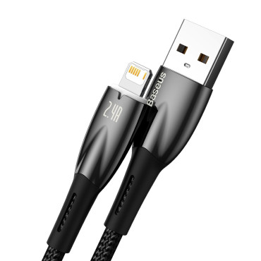 Glimmer Series USB-A Cable iPhone Lightning 480MB-S 2.4a 2m svart