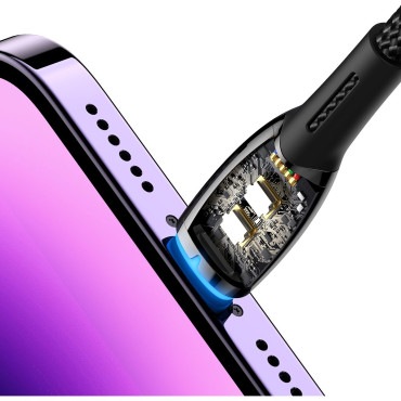 Glimmer Series USB-A Cable iPhone Lightning 480MB-S 2.4a 2m svart