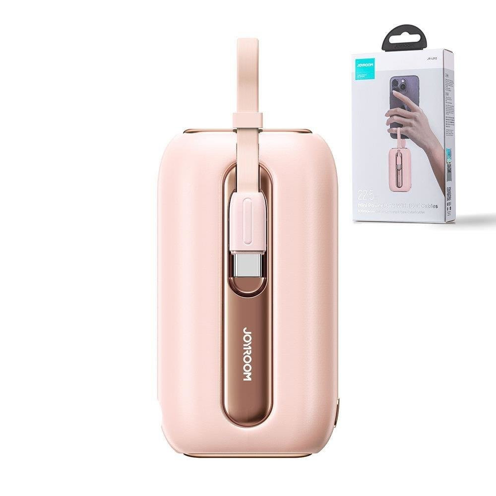 Powerbank 10000mAh Serie colorata 22,5W con cavi USB-C e iPhone fulmine rosa