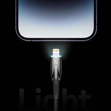 Glimmera sērija USB-A Cable IPHONE LIGHTING 480MB-S 2.4A 2M melns