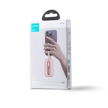 Powerbank 10000Mah šarene serije 22,5w s USB-C kablovima i iPhone munje ružičasta