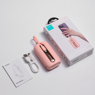 Powerbank 10000mAh värikäs sarja 22.5w USB-C-kaapeleilla ja iPhone Lightning Pink