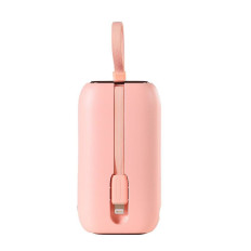 PowerBank 10000MAH krāsains sērija 22.5W ar USB-C kabeļiem un iPhone zibens rozā