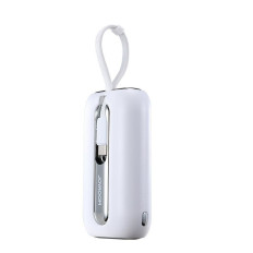PowerBank 10000mAh krāsains sērija 22.5W ar USB-C kabeļiem un iPhone zibens balts