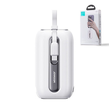 PowerBank 10000mAh Barvita serija 22.5W z USB-C kabli in iPhone Strela bela