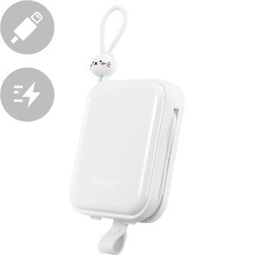 PowerBank med et USB-C-kabelkabel og iPhone Lightning Cutie Series 10000mAh 22.5w White