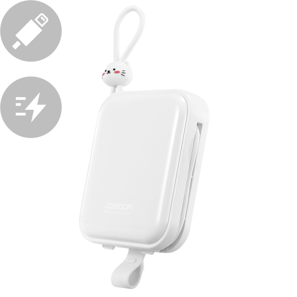 Powerbank con un cavo via cavo USB-C e iPhone Lightning Cutie Series 10000mAh 22.5W Bianco