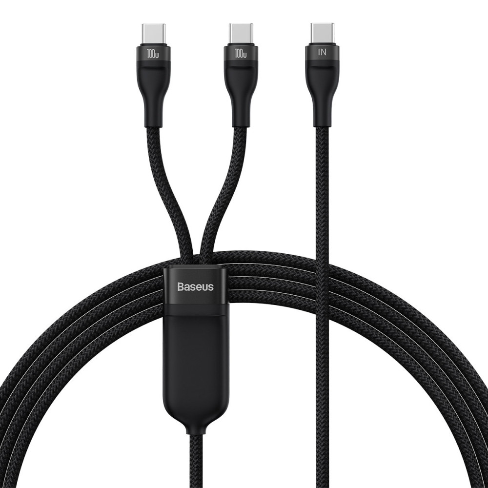 Καλώδιο φλας φλας Flash σειρά 2in1 USB-C 2xUSB-C 100W 1.5m μαύρο