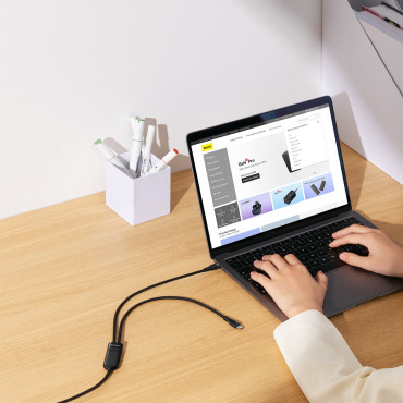 Kabel-Flash-Kabel-Flash-Serie 2in1 USB-C 2XUSB-C 100W 1.5m Schwarz