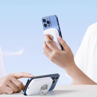 Powerbank con il caricatore di induzione dell'anello con il supporto fino a 6000 mAh 20w bianco
