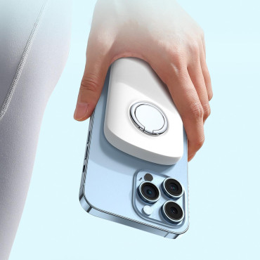 Powerbank con il caricatore di induzione dell'anello con il supporto fino a 6000 mAh 20w bianco