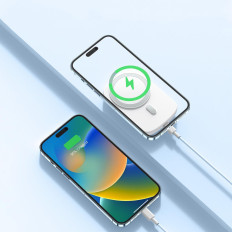 Powerbank con il caricatore di induzione dell'anello con il supporto fino a 6000 mAh 20w bianco