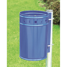 Cubo de basura de acero montado en una cuchilla 20l azul