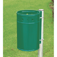 Steel garbage bin Mounted on a 20L green post