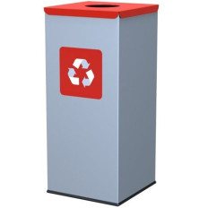 Metal Trash bin 30x30x70cm 60L metal - Crveni poklopac