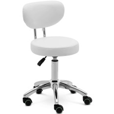 Chair Stool Cosmetic Hoker with backrest on wheels up to 150 kg ASCONA white
