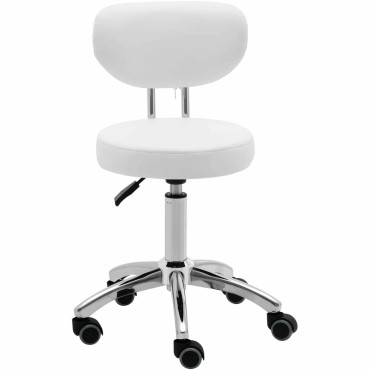 Chaise Tabouret Cosmetic Hoker avec dossier sur roues jusqu'à 150 kg Ascona White