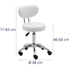 Chair Stool Cosmetic Hoker with backrest on wheels up to 150 kg ASCONA white