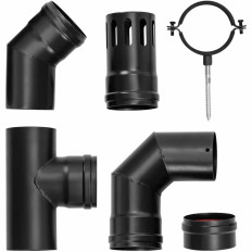 Süsiniku terase pelleti ahju korstnatorude komplekt. 80 mm