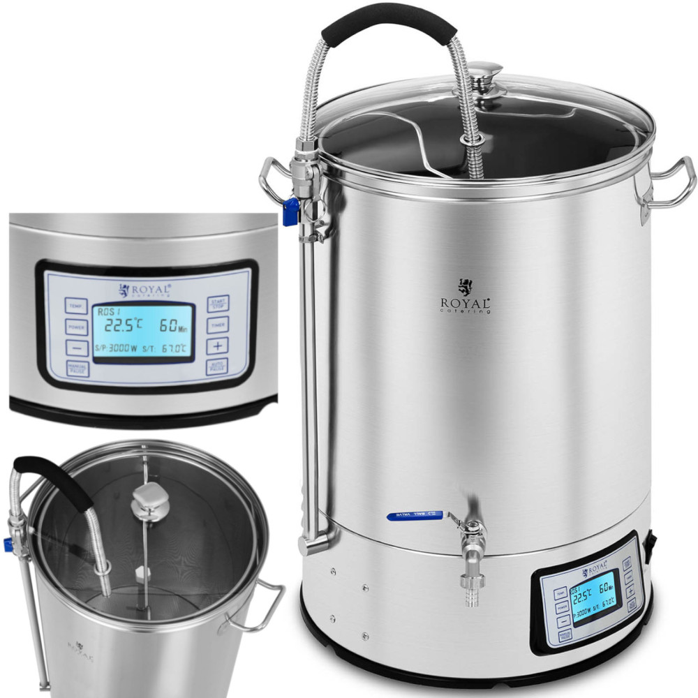 Cogumelo de cerveja de intimidação para a produção de cerveja aço inoxidável 2500W LCD 40L Cogumelo de cerveja de intimidação para a produção de cerveja aço inoxidável 2500W LCD 40L