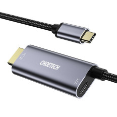 Προσαρμογέας προσαρμογέα Τύπος C - HDMI 4K + USB TYPE C PD για MacBook PC 1.8m γκρι