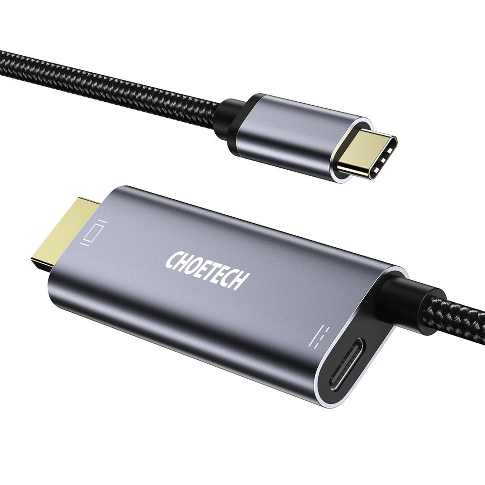 Adapteradapter Typ C - HDMI 4K + USB Typ C PD för MacBook PC 1.8m grå
