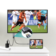 Adapteradapter Typ C - HDMI 4K + USB Typ C PD för MacBook PC 1.8m grå