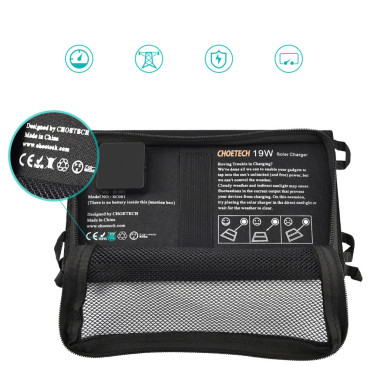 Solarni sončni polnilnik USB zložljiv 19W 2xusb Black Solarni sončni polnilnik USB zložljiv 19W 2xusb Black