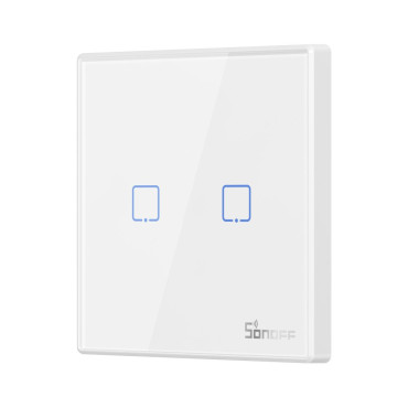 Dvojkanálový prepínač dotykového svetla spínač WiFi na diaľkovom vybavení 433 MHz WHITE T2EU2C-RF