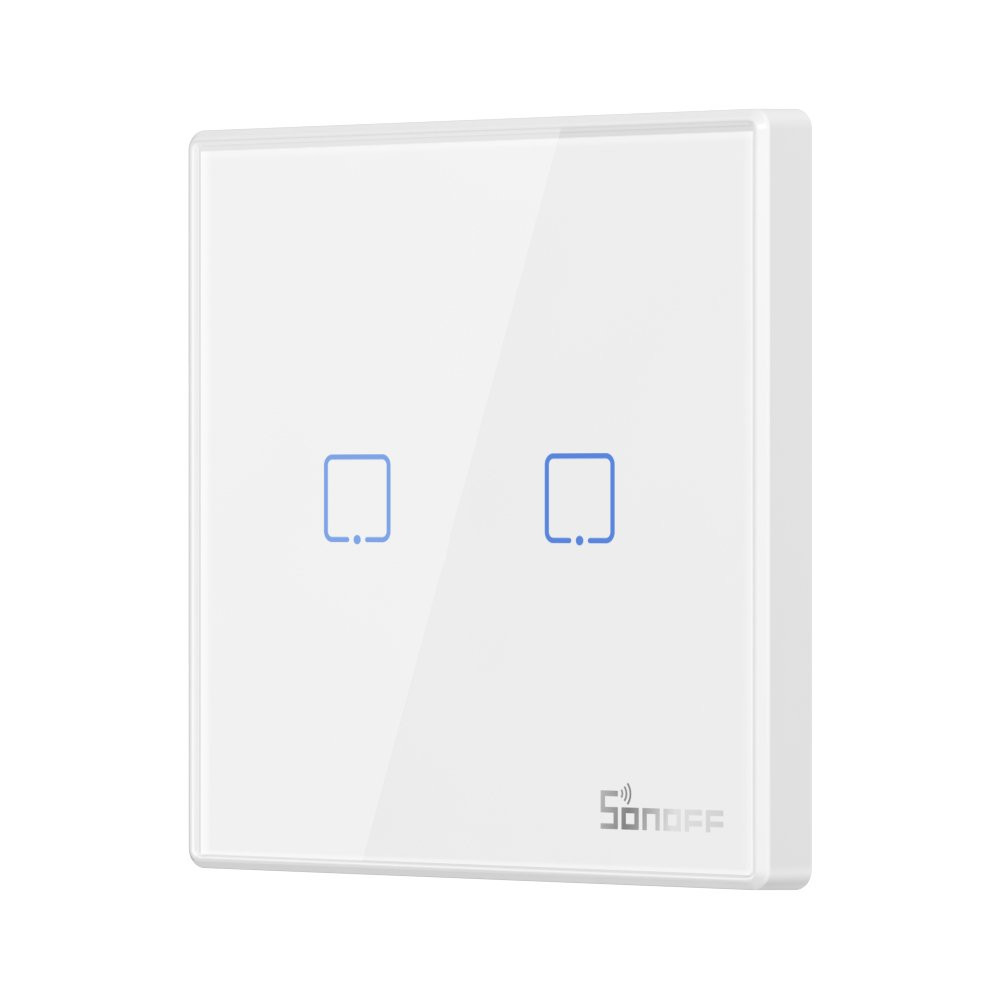 Botão do interruptor do interruptor do interruptor de luz de dois canais no botão do Wi-fi no remoto 433 MHz branco T2eu2C-RF