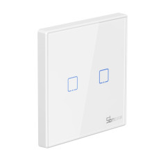 Botão do interruptor do interruptor do interruptor de luz de dois canais no botão do Wi-fi no remoto 433 MHz branco T2eu2C-RF
