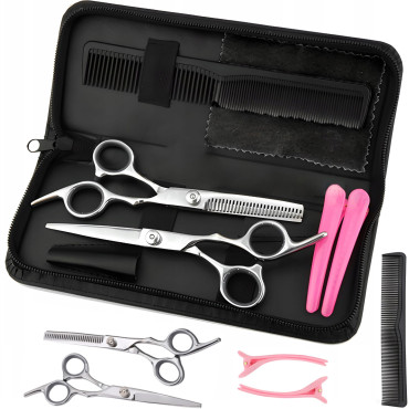 Um conjunto de ferramentas de cabeleireiro para uma barba em um caso de uma crista de stripper de clipes - 7 el.