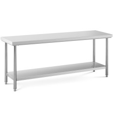 Sentral gastronomisk arbeidsbord med stålhylle 200 x 60 cm