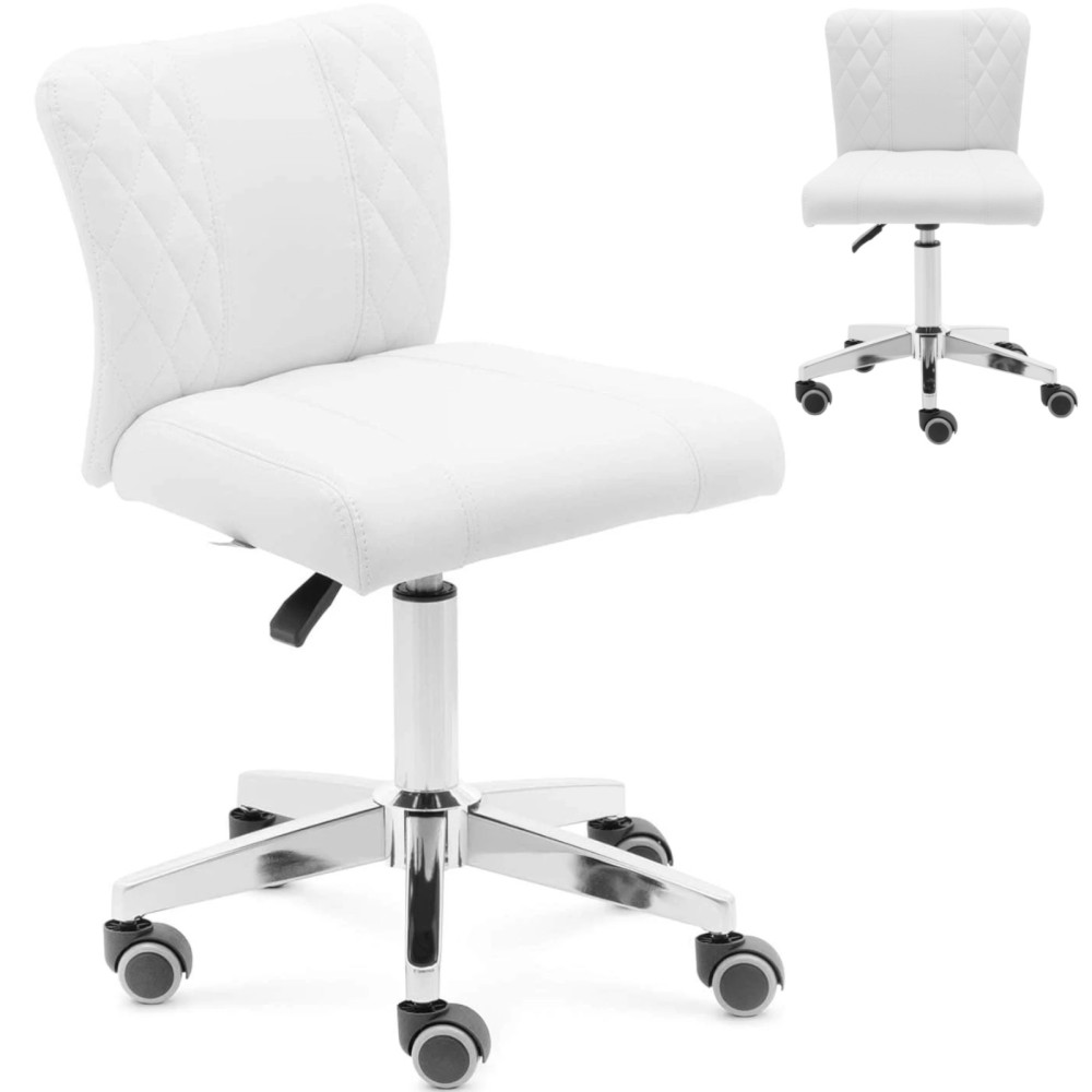 Cadeira giratória cosmética com encosto nas rodas 45-59 cm Cully - Branco