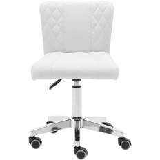 Sedia girevole cosmetica con schienale su ruote 45-59 cm Cully - Bianco