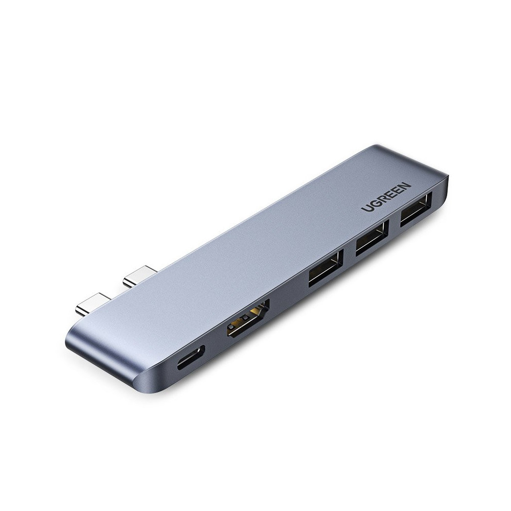 Daugiafunkcinis stebulės prievadas į MacBook Pro / Air 2x USB-C USB-C HDMI 3X USB 3.0 - pilka