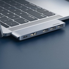 Daugiafunkcinis stebulės prievadas į MacBook Pro / Air 2x USB-C USB-C HDMI 3X USB 3.0 - pilka
