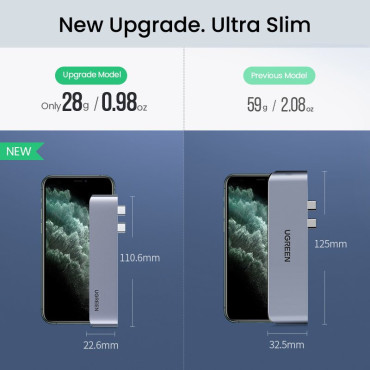 Multifunktionell navport till MacBook Pro / Air 2x USB-C på USB-C HDMI 3X USB 3.0 - Grå