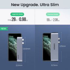 Daugiafunkcinis stebulės prievadas į MacBook Pro / Air 2x USB-C USB-C HDMI 3X USB 3.0 - pilka