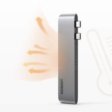 Daugiafunkcinis stebulės prievadas į MacBook Pro / Air 2x USB-C USB-C HDMI 3X USB 3.0 - pilka