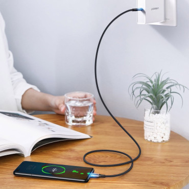 Kabeļu USB-C Cable - USB-C elektroenerģijas padeve Quick Charge 1m - Grey